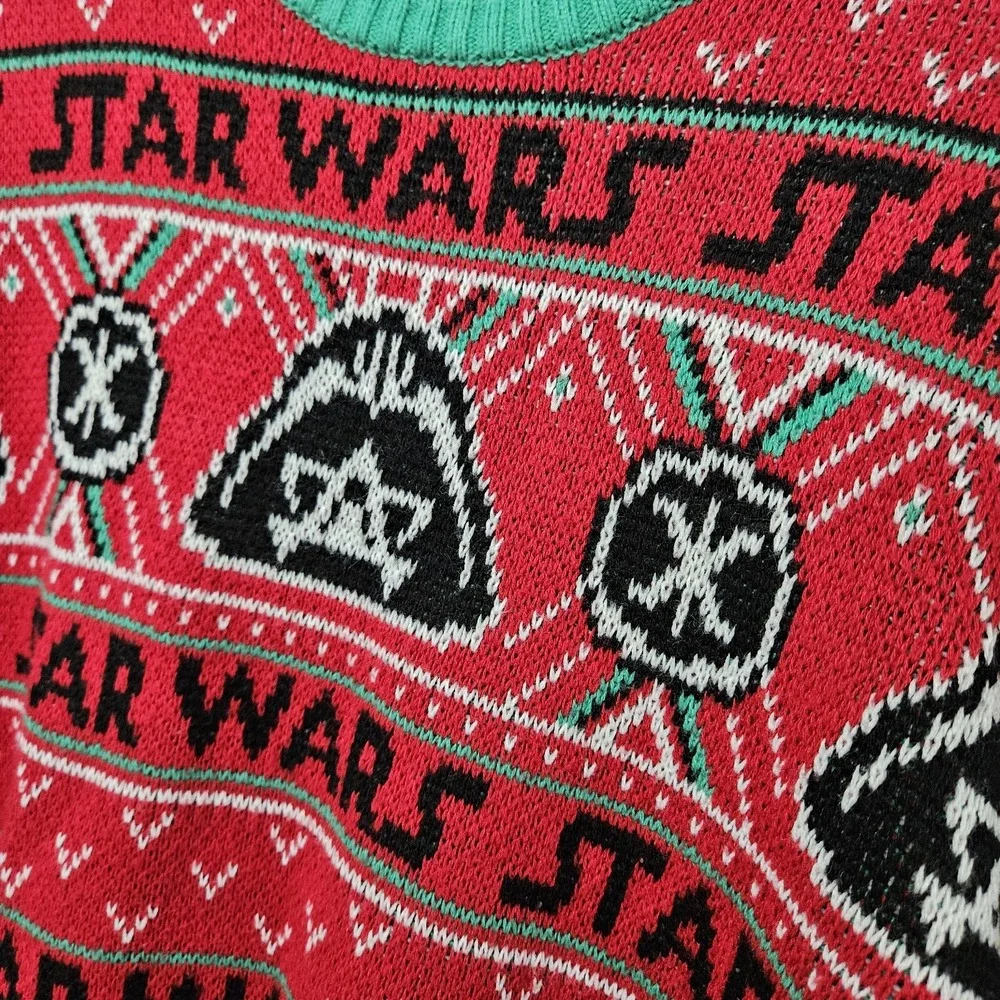 Star Wars Ugly Christmas Sweater Adult Medium Darth Vader Red Green White EUC‎